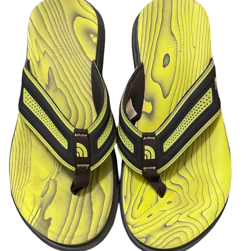 Men's THE NORTH FACE Sulfur Spring Green And Black Flip Flop Sandals Like New